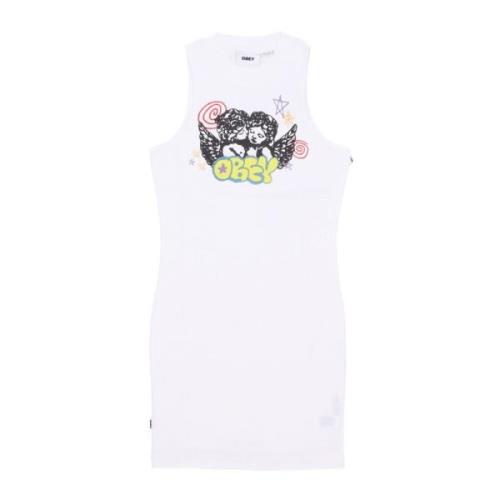 Wit Multi Crew-Neck Jurk Obey , White , Dames