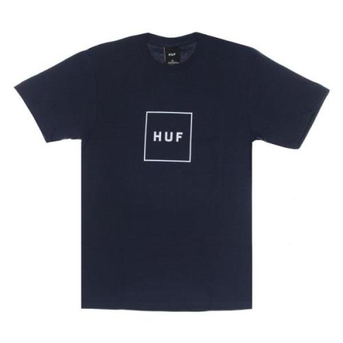 Navy Logo Heren T-shirt Korte Mouw HUF , Blue , Heren