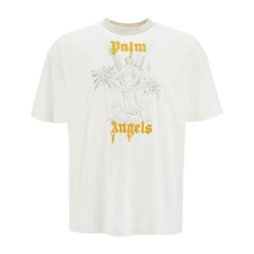 Oversized Pencil Print Crew Neck T-Shirt Palm Angels , White , Heren