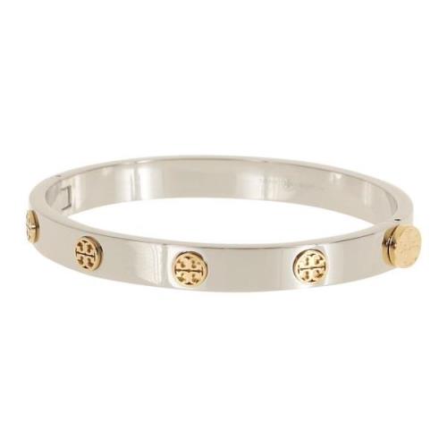 Stud Hinge Armband in Goud en Zilver Tory Burch , Gray , Dames