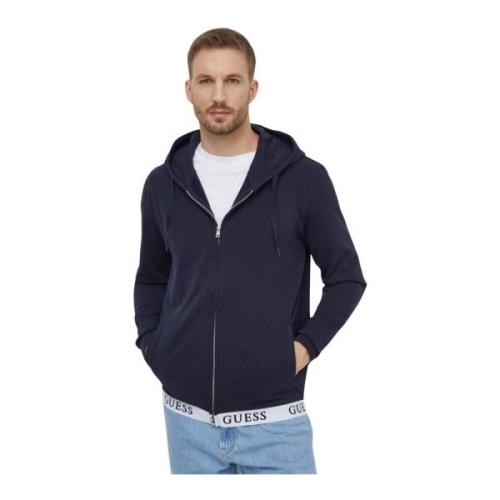 Zip Logo Sweatshirt - Les Bleus Guess , Blue , Heren