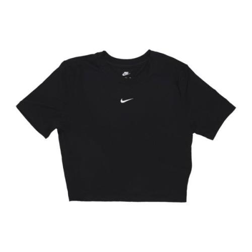 Essential Slim-fit Crop Tee Zwart/Wit Nike , Black , Dames