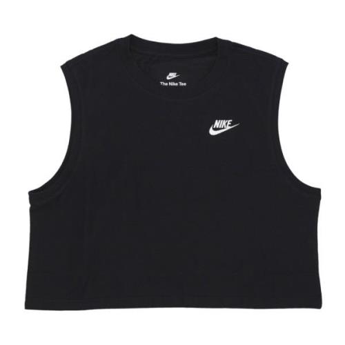 Sportswear Club Crop Tee Zwart/Wit Nike , Black , Dames