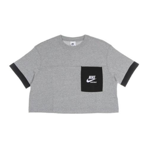 Heritage Cropped Crew-Neck T-Shirt Nike , Gray , Dames