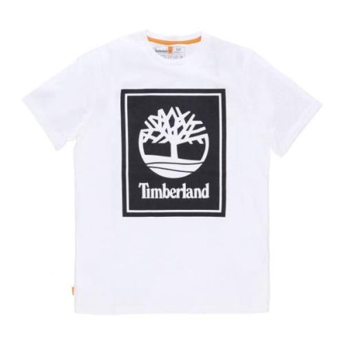 Logo Tee Wit/Zwart T-shirt Timberland , White , Heren