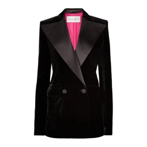 Zwart Velvet Double-Breasted Blazer Nina Ricci , Black , Dames