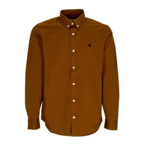 Lange Mouw Knoop-Down Shirt Bruin/Zwart Carhartt Wip , Brown , Heren