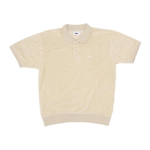 Chenille poloshirt met korte mouwen Obey , Beige , Heren