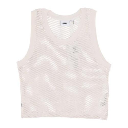 Mesh Tank Top Ongebleekt Obey , White , Dames