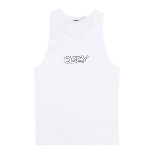 Witte Geribbelde Tanktop Obey , White , Dames