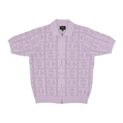 Monogram Jacquard Zip Polo Sweater HUF , Purple , Heren