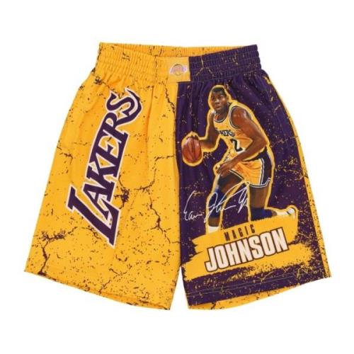 Magic Johnson Basketbalshorts Burst Mesh Mitchell & Ness , Yellow , He...