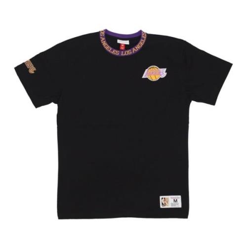 NBA Jacquard Ringer Vintage Logo Tee Mitchell & Ness , Black , Heren