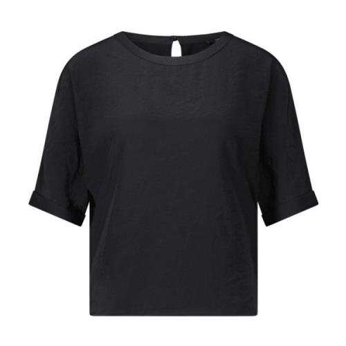 Satin Front T-Shirt Luisa Cerano , Black , Dames