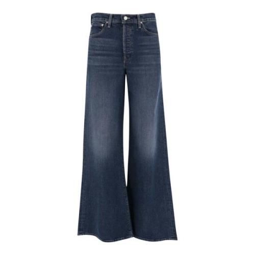 Wijde Pijp Stretch Denim Jeans Mother , Blue , Dames