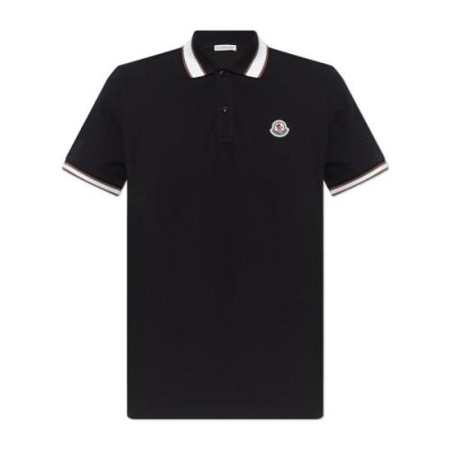 Katoenen polo met logo Moncler , Black , Heren