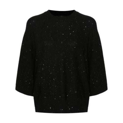 Zwarte Pailletversierde Crew Neck Sweater Fabiana Filippi , Black , Da...