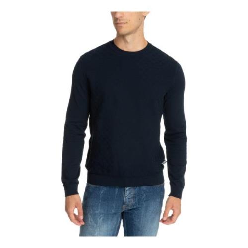 Geruite Logo Sweater Emporio Armani EA7 , Blue , Heren