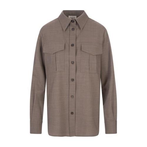 Taupe Stretch Wool Shirt P.a.r.o.s.h. , Brown , Dames