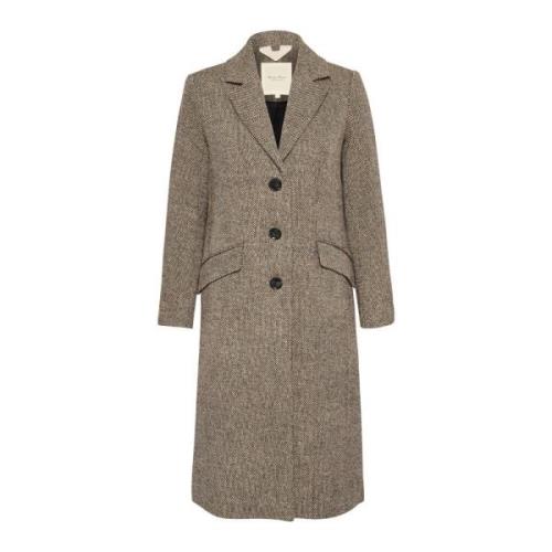 Bruin Tweed Mix Jas Klassieke Stijl Part Two , Brown , Dames