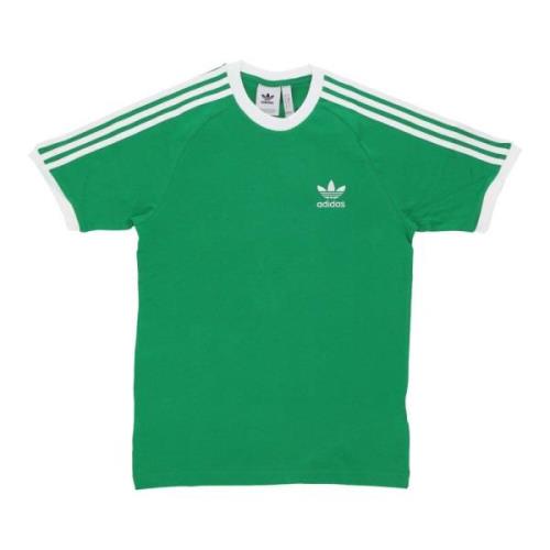 Groene 3 Strepen Crew-Neck T-Shirt Adidas , Green , Heren