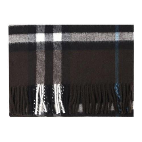 Geruit Cashmere Sjaal met Franjes Burberry , Black , Dames