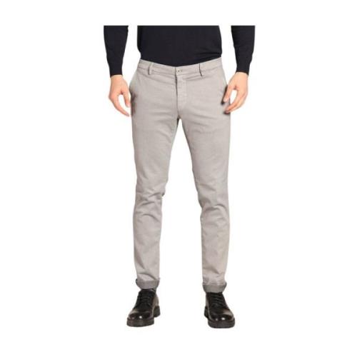 Slim Fit Katoenen Chino Broek met Micro Patroon Mason's , Gray , Heren