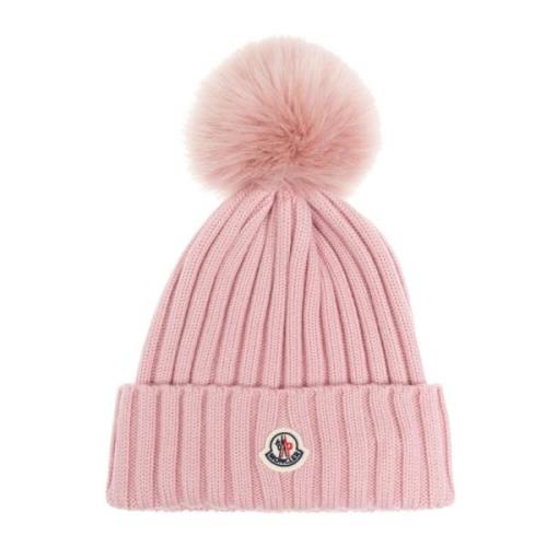 Wollen muts met pompon Moncler , Pink , Dames