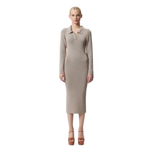 Elegante Gebreide Nickola Jurk Bizuu , Beige , Dames