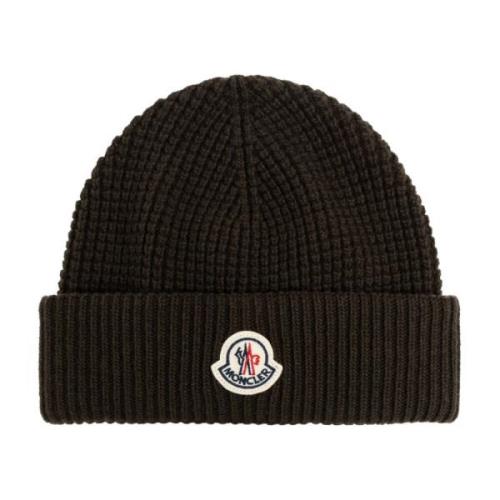 Wollen muts met logo Moncler , Green , Heren