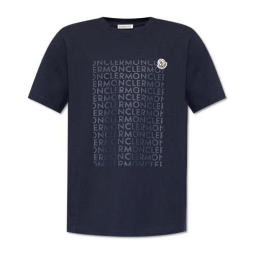 T-shirt met logo Moncler , Blue , Heren