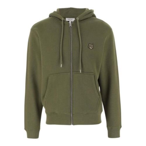 Groene Katoenen Zip-through Hoodie Sweatshirt Maison Kitsuné , Green ,...