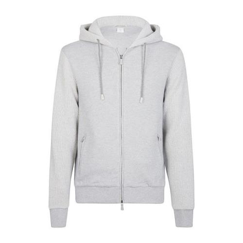 Cashmere Hoodie Full Zip Jersey Eleventy , Gray , Heren