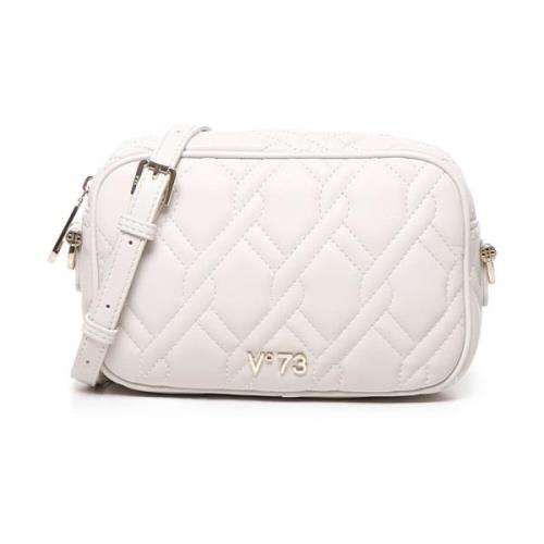 Crème Ecoleather Schoudertas met Rits V73 , White , Dames