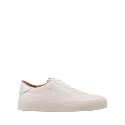 Witte Leren Lage Sneakers Moncler , White , Heren