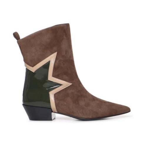 Suede Texaanse Laarzen met Leren Ster Marc Ellis , Brown , Dames