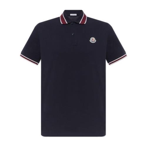 Katoenen polo met logo Moncler , Blue , Heren