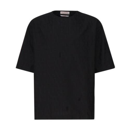 Zwarte Crew Neck T-shirt met Iconographe Motif Valentino Garavani , Bl...