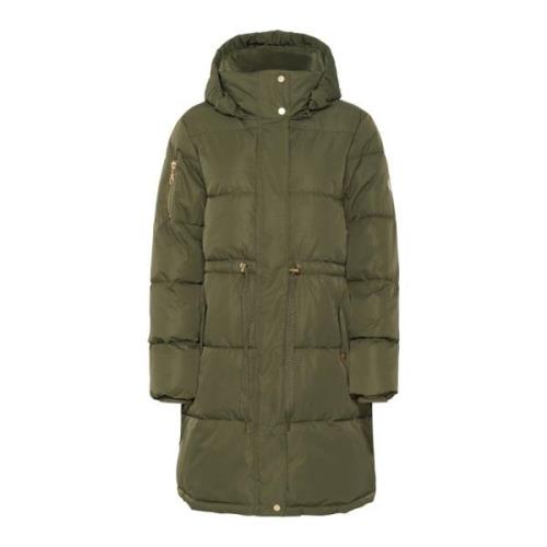 Gewatteerde Groene Jas met Capuchon Cream , Green , Dames