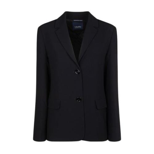 Gestructureerde Zwarte Blazer met Revers Max Mara , Black , Dames