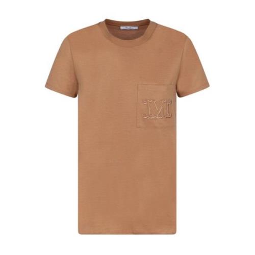 Geborduurd Logo T-shirt Kameelbruin Max Mara , Brown , Dames