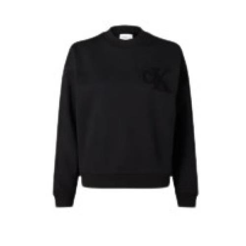 Chenille CK Crewneck Sweatshirt Zwart Calvin Klein , Black , Heren