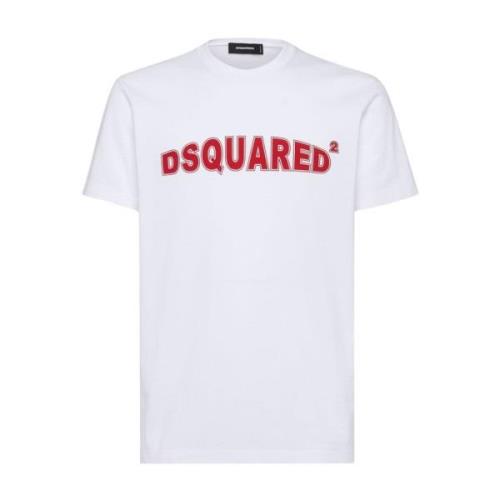 Logo Print Crew Neck T-shirt Dsquared2 , White , Heren