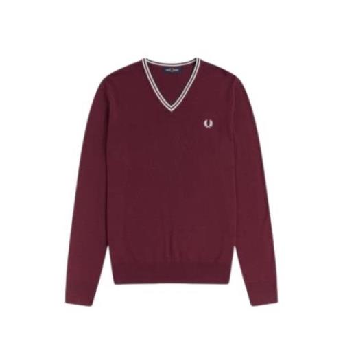 Klassieke V-hals trui Bourgondië Fred Perry , Red , Heren