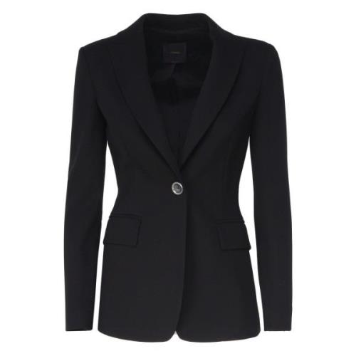 Zwarte Single-Breasted Blazer Jas met Metalen Knopen Pinko , Black , D...