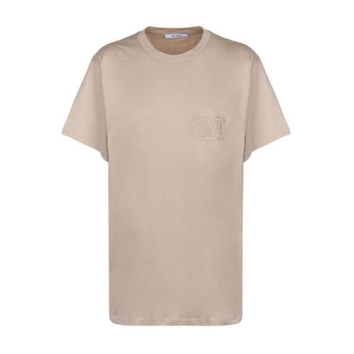 Geborduurd Logo Beige T-shirt Max Mara , Beige , Dames