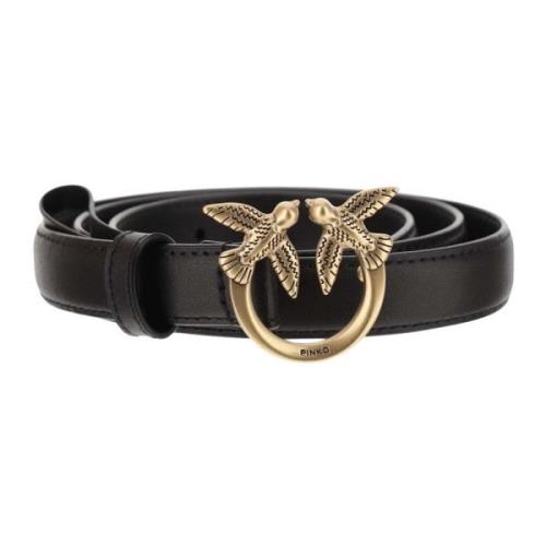 Love Birds Leren Riem Zwart Pinko , Black , Dames