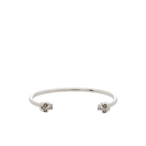 Sierlijk Dun Twin Skull Armband Alexander McQueen , Gray , Dames