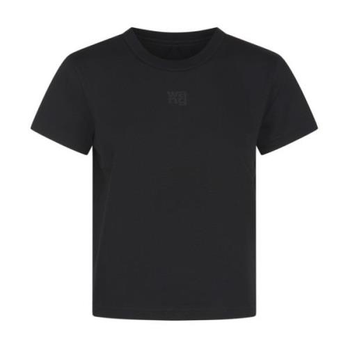 Zwart Logo Tee Met Halsband Alexander Wang , Black , Dames