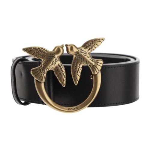 Leren Love Birds Riem Zwart Pinko , Black , Dames